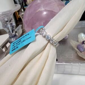 925 MOISSANITE Sterling Silver 3.08 CT Size 9 ROUND BEZEL ETERNITY RING